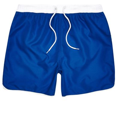 Blue drawstring swim shorts